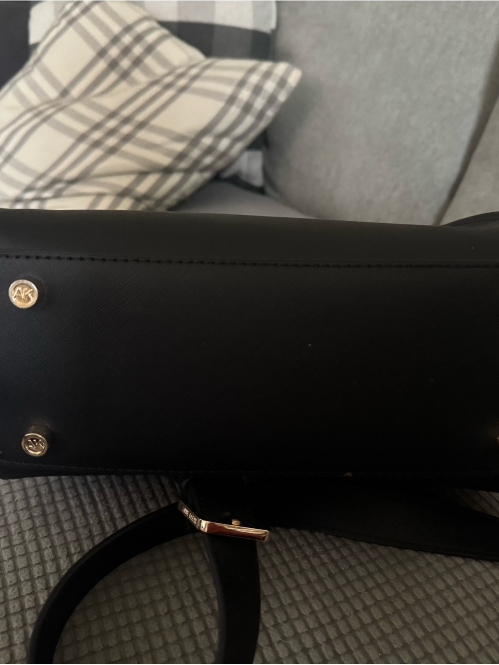 Anne Klein Black Crossbody Satchel with Gold Accents - Picture 3 of 4